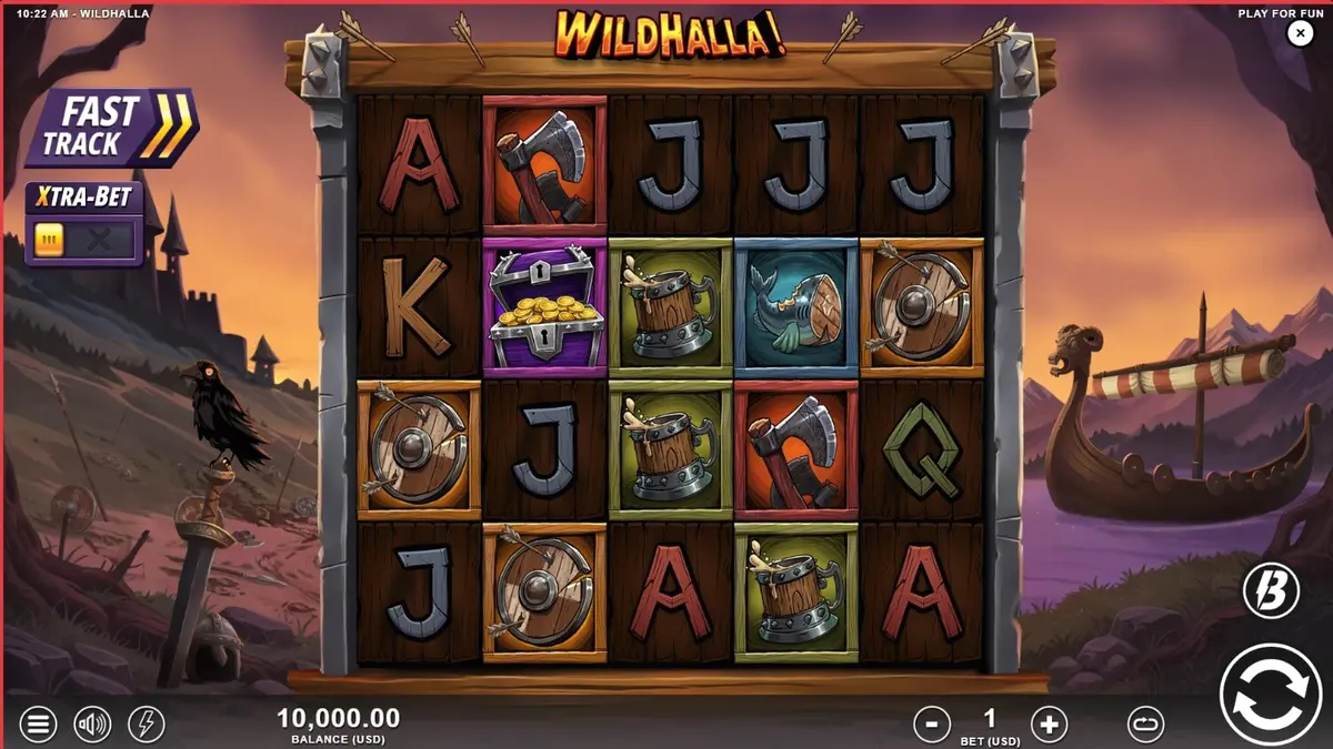 Cena de batalha viking no slot Wildhalla com elementos de mitologia nórdica