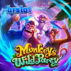 Interface colorida do slot Monkeys Wild Party com temática de selva